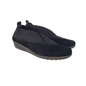 The Flexx Black Stretch Run Macan Wedge Slip On Shoes Elastic Vamp Womens Size 9